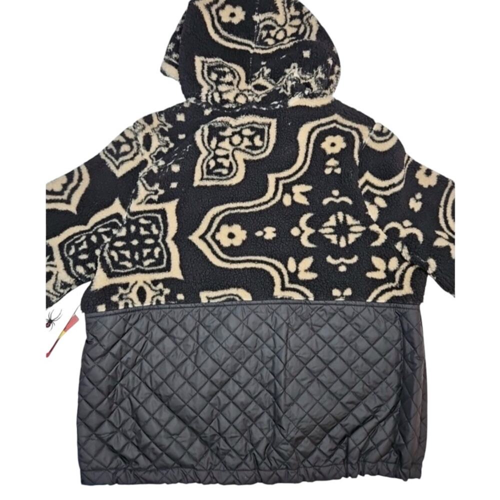 NWT! Spyder $169 Black Sherpa Fleece Quilted Full-Zip Hooded Jacket - Size Large - Picture 7 of 9